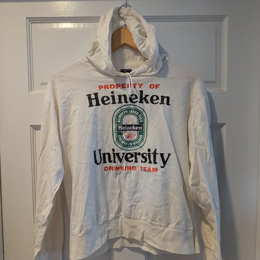 Vintage Heineken Hooded Long Sleeve Shirt, medium